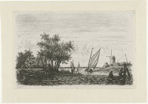 Boten op een meer door Joseph Hartogensis