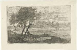 Landschap met een ploeger door Joseph Hartogensis