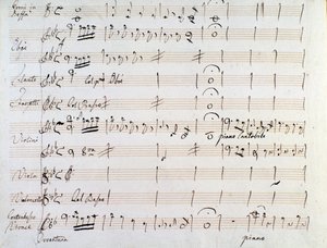Eerste pagina van muzikale partituur van menuet in Armida door J Haydn (1784) door Joseph Haydn