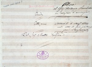Eerste pagina van muzikale partituur van menuet in Armida door J Haydn (1821) door Joseph Haydn