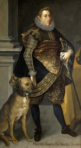 Aartshertog Maximiliaan Ernst van Oostenrijk 1583-1616 met een jachthond, 1604