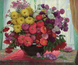Bloemen in een kom door Joseph Henry Sharp