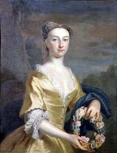 Portret van een Dame met een Bloemenkrans