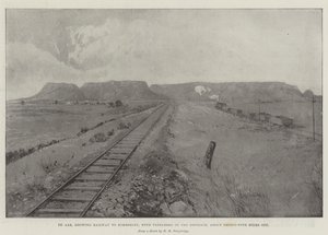 De Aar, met Spoorweg naar Kimberley, met Tafelberg in de Verte, ongeveer vijfendertig mijl verderop door Joseph Holland Tringham
