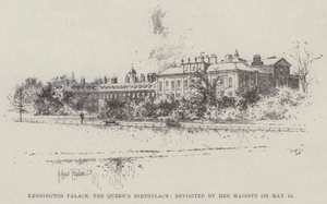 Kensington Palace, de geboorteplaats van de koningin, herbezocht door Hare Majesteit op 15 mei door Joseph Holland Tringham