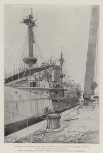 De Bouw van een Oorlogsschip, HMS Ocean, Tweeschroefs, 1e Klasse, 12.950 Ton, in de Werf in Plymouth
