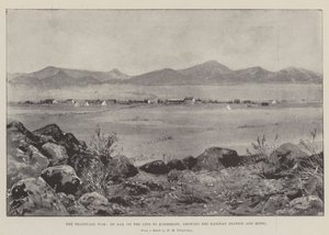 De Transvaal Oorlog, De Aar, op de Lijn naar Kimberley, met het Treinstation en Hotel door Joseph Holland Tringham