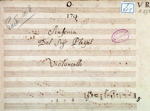 Eerste pagina van de partituur van een symfonie in D majeur door Pleyel door Joseph Ignace Pleyel