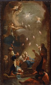 De nederdaling van de Heilige Geest (Pinksteren) door Joseph Ignaz Mildorfer