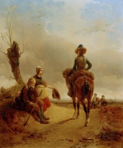 Landschap met barokke ruiterscène
