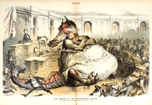 De opening van de congreszitting, 1887 door Joseph Keppler
