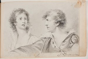 Portret van een vrouw en een man (Ophelia en zelfportret als Hamlet?) door Joseph Lange