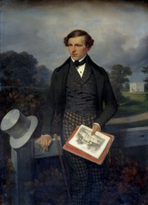 Portret van Gustave de Maupassant, vader van de schrijver. Schilderij door Joseph Louis Hippolyte Bellange (1800-1866)