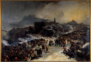 De oversteek van de Sierra Guadarrama in Spanje in december 1808 door Napoleon I door Joseph Louis Hippolyte Bellange