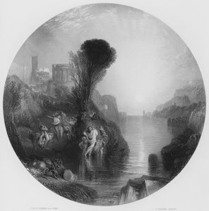 Bacchus en Ariadne, uit het schilderij in de National Gallery (gravure)