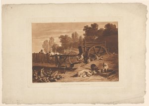 Boerenhof met haan, kippen en varkens