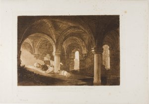 Crypte van Kirkstall Abbey, plaat 39 uit Liber Studiorum door Joseph Mallord William Turner