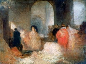 Diner in een Grote Kamer met Figuren in Kostuum, ca. 1830-1835 door Joseph Mallord William Turner