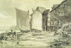 Vissershuisje, Dover door Joseph Mallord William Turner
