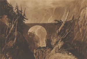 Kleine Duivelsbrug over de Reuss boven Altdorf, Zwitserland door Joseph Mallord William Turner
