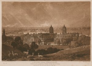 Londen vanuit Greenwich door Joseph Mallord William Turner