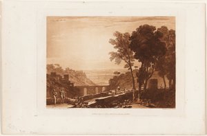 De brug en geiten, plaat 43 uit Liber Studiorum door Joseph Mallord William Turner