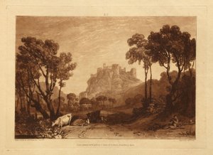 Het kasteel boven de weiden door Joseph Mallord William Turner