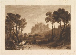 Het kasteel boven de weiden Liber Studiorum, deel II, plaat 8, 1808 door Joseph Mallord William Turner