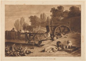 Het boerenerf met de haan door Joseph Mallord William Turner