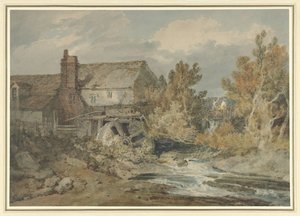 Watermolen bij een stromende beek door Joseph Mallord William Turner