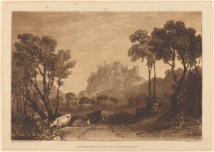 Het kasteel boven de weiden door Joseph Mallord William Turner and Charles Turner