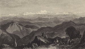 Besneeuwde bergketen, vanaf Tyne of Marma