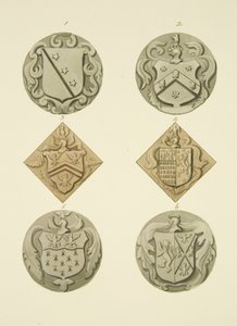 Wapenschilden op grafstenen in de kerk van St Thomas