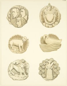Gewelfstenen (bossen) in het plafond van Redcliffe Church door Joseph Manning