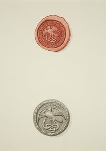 Zegel met inscriptie van Thomas White en badge, beide van het Tempelziekenhuis door Joseph Manning