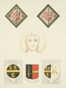Glas-in-lood, wapenschilden en wapens in St Peter