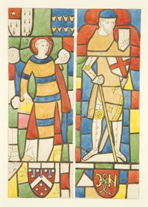 Glas-in-lood in noord- en zuidramen van het koor van de kathedraal van Bristol door Joseph Manning