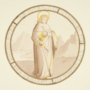 Glas-in-loodraam in de privékapel van het bisschoppelijk paleis: St. Johannes