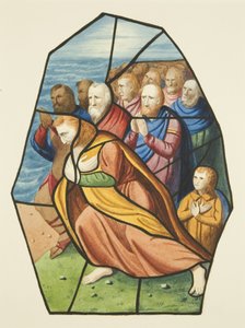 Glas-in-loodramen, waarschijnlijk de Discipelen aan het Meer van Galilea tonend, St. Michael
