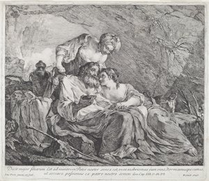 Lot en zijn dochters door Joseph Marie Vien