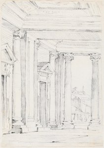 Portiek van het Palazzo Nuovo, op het Campidoglio door Joseph Marie Vien