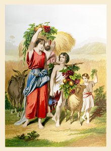 De eerste vruchten. Illustratie bij Boek Exodus. 13.19 (druk) door Joseph Martin Kronheim