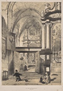 Architectuur van de Middeleeuwen: In de Kathedraal, Brugge door Joseph Nash