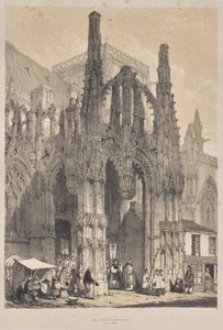 Architectuur van de Middeleeuwen: Louviers, Normandië, Zuidportaal door Joseph Nash