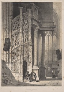 Architectuur van de Middeleeuwen: Trap, St. Maclou, Rouen door Joseph Nash