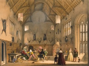 Blindemannetje gespeeld in Athelhampton Hall door Joseph Nash