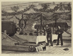 Kerstmis in de Zee van Marmora, Mess Deck van HMS Achilles wacht op inspectie