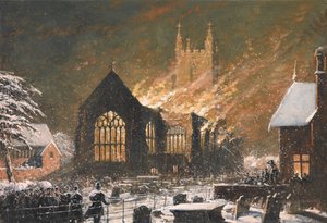 Croydon Kerk in Brand, 5 januari door Joseph Nash
