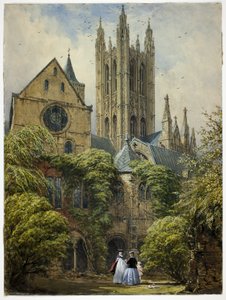 Professor, vrouw, kind en hond in de kathedraal door Joseph Nash
