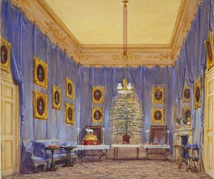 Kerstboom van Koningin Victoria, Windsor Castle, 1845 door Joseph Nash